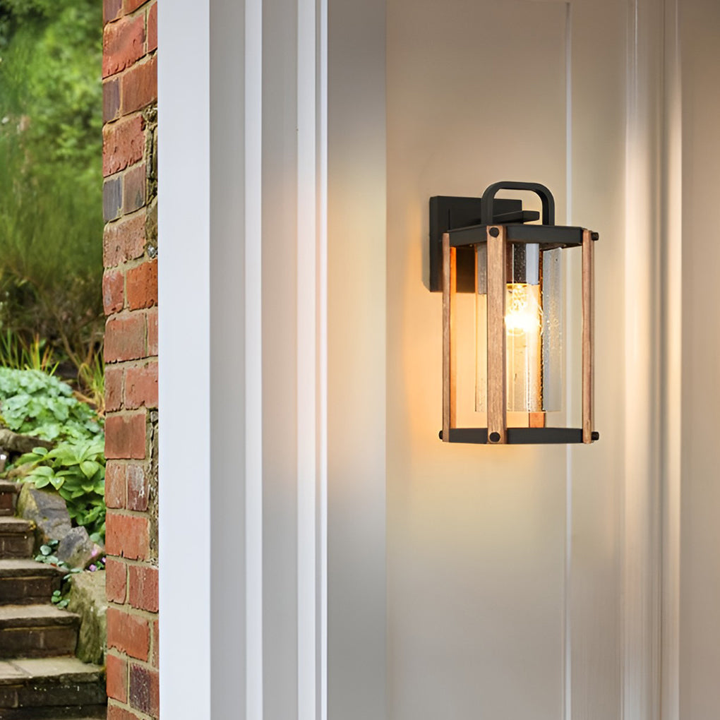 Anita Lantern Industrial Glass Outdoor Sconce Wall Light