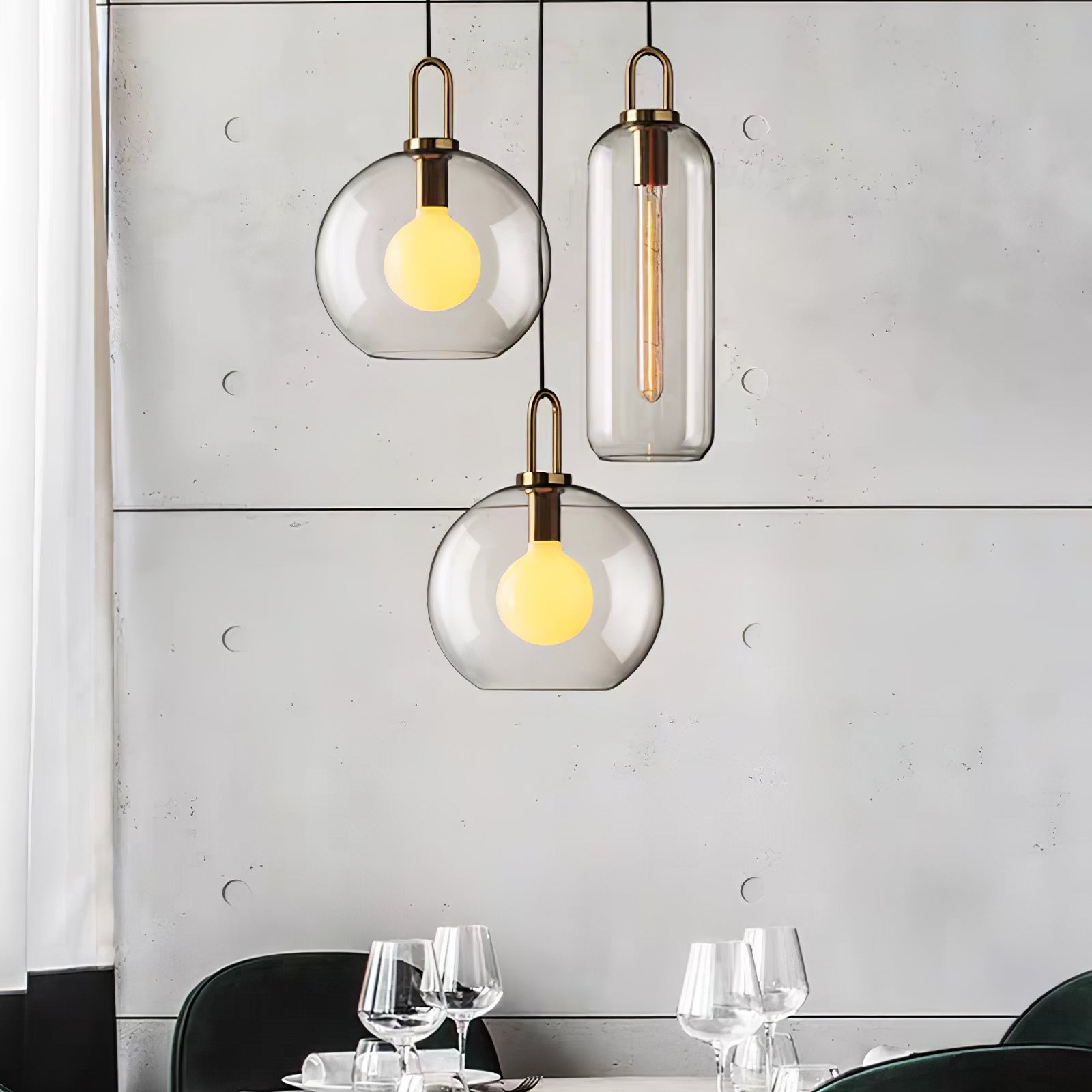 Lustra Pendant Lamp Pendulum Glass-Neutral Decor