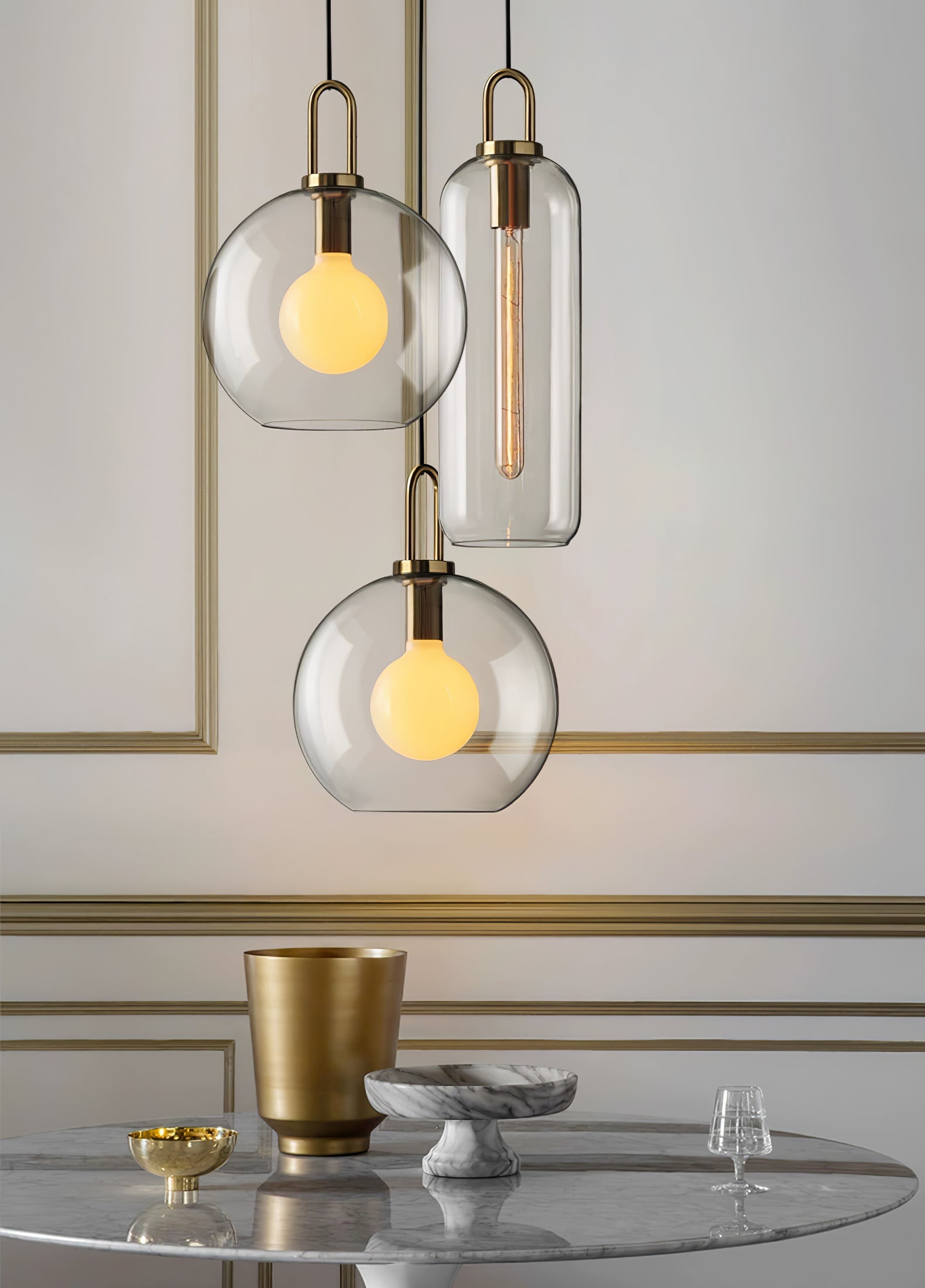 Lustra Pendant Lamp Pendulum Glass-Neutral Decor