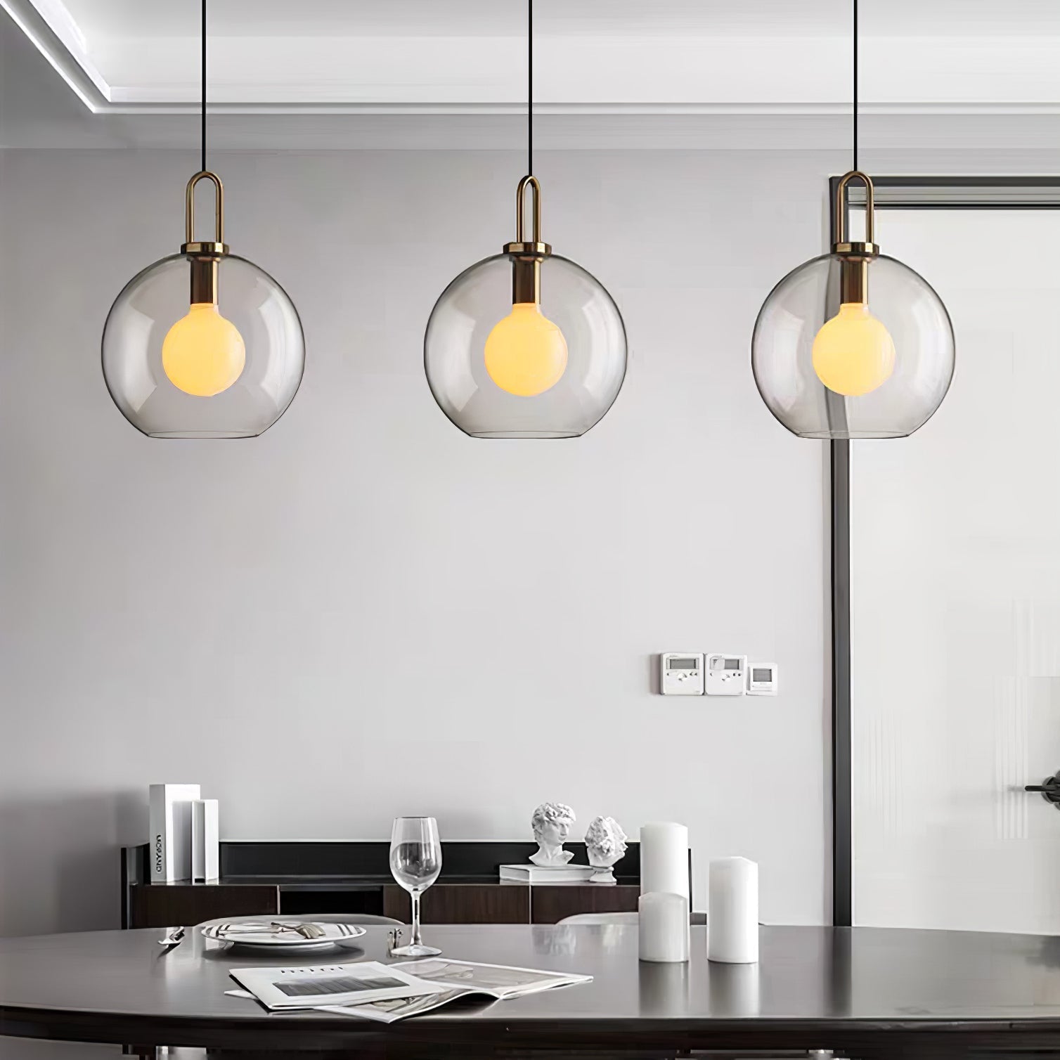 Lustra Pendant Lamp Pendulum Glass-Neutral Decor