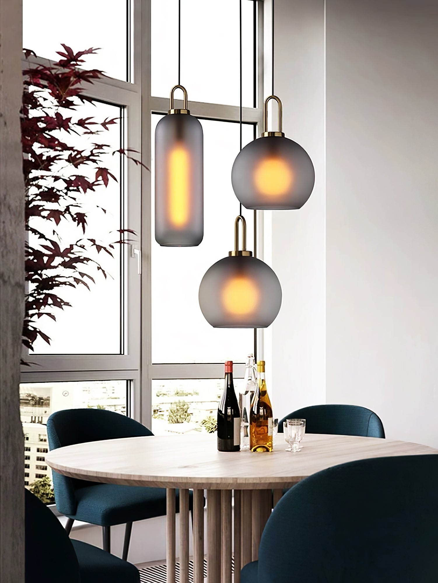 Lustra Pendant Lamp Pendulum Glass-Neutral Decor