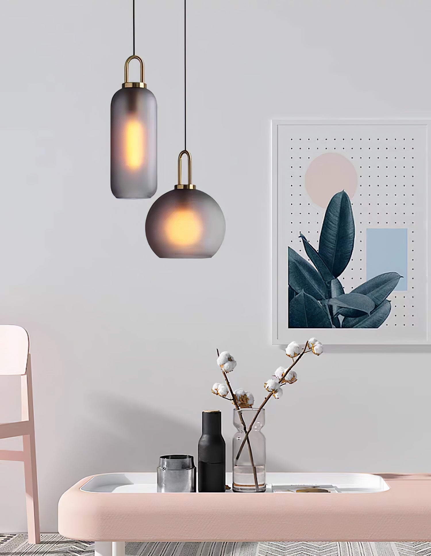 Lustra Pendant Lamp Pendulum Glass-Neutral Decor