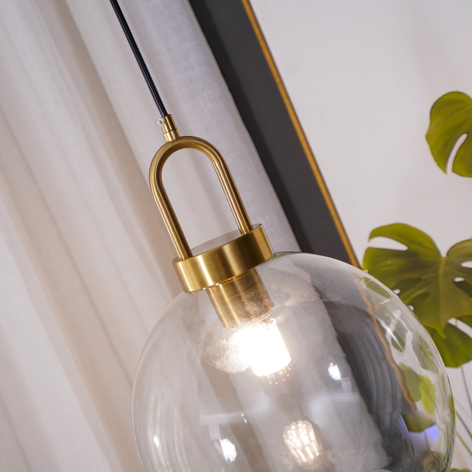 Sevelo Pendant Lamp Frosted Glass Swag Adjustable-Neutral Decor