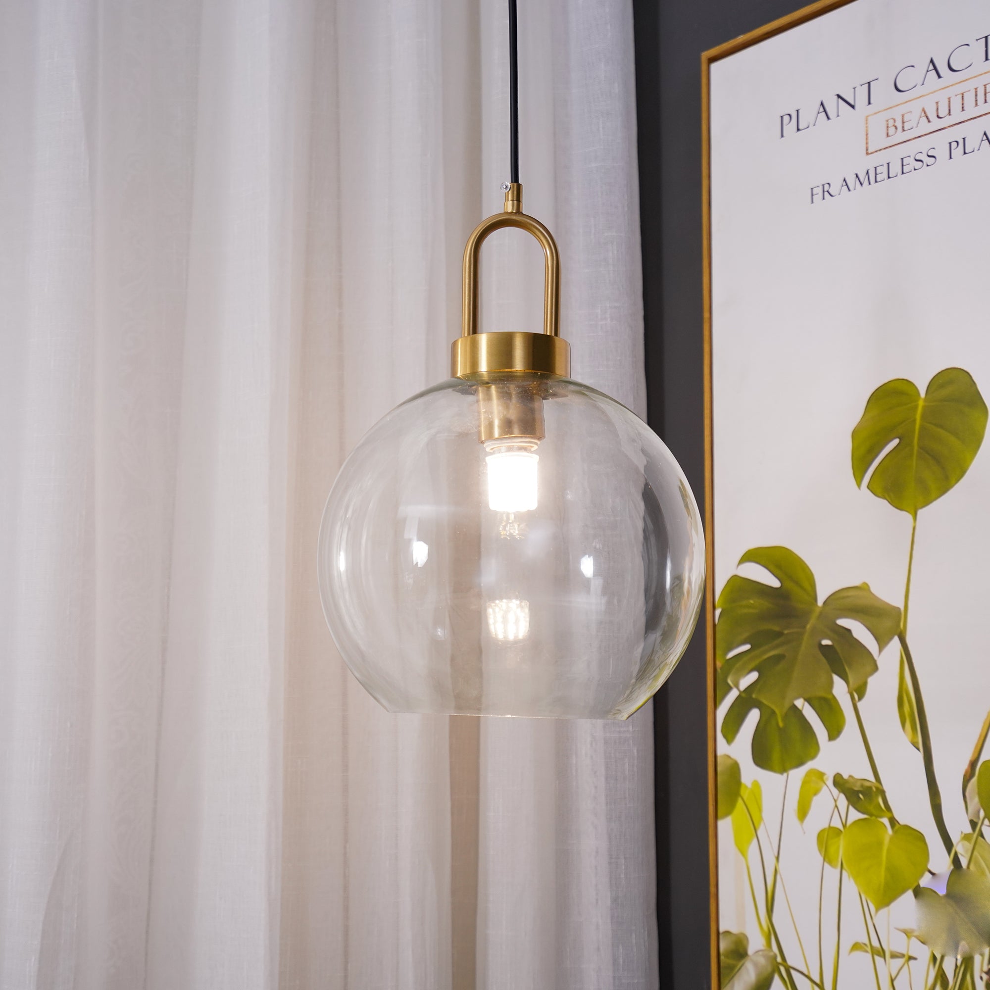 Sevelo Pendant Lamp Frosted Glass Swag Adjustable-Neutral Decor