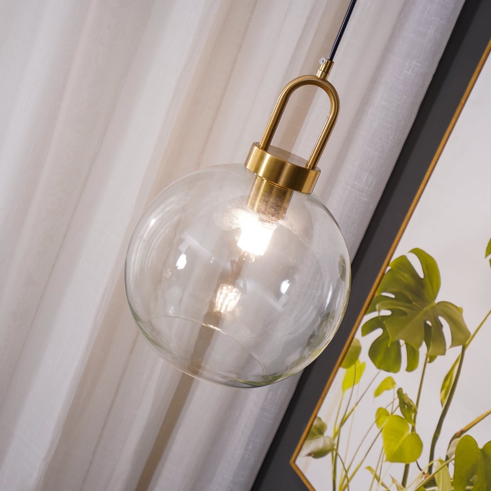 Sevelo Pendant Lamp Frosted Glass Swag Adjustable-Neutral Decor