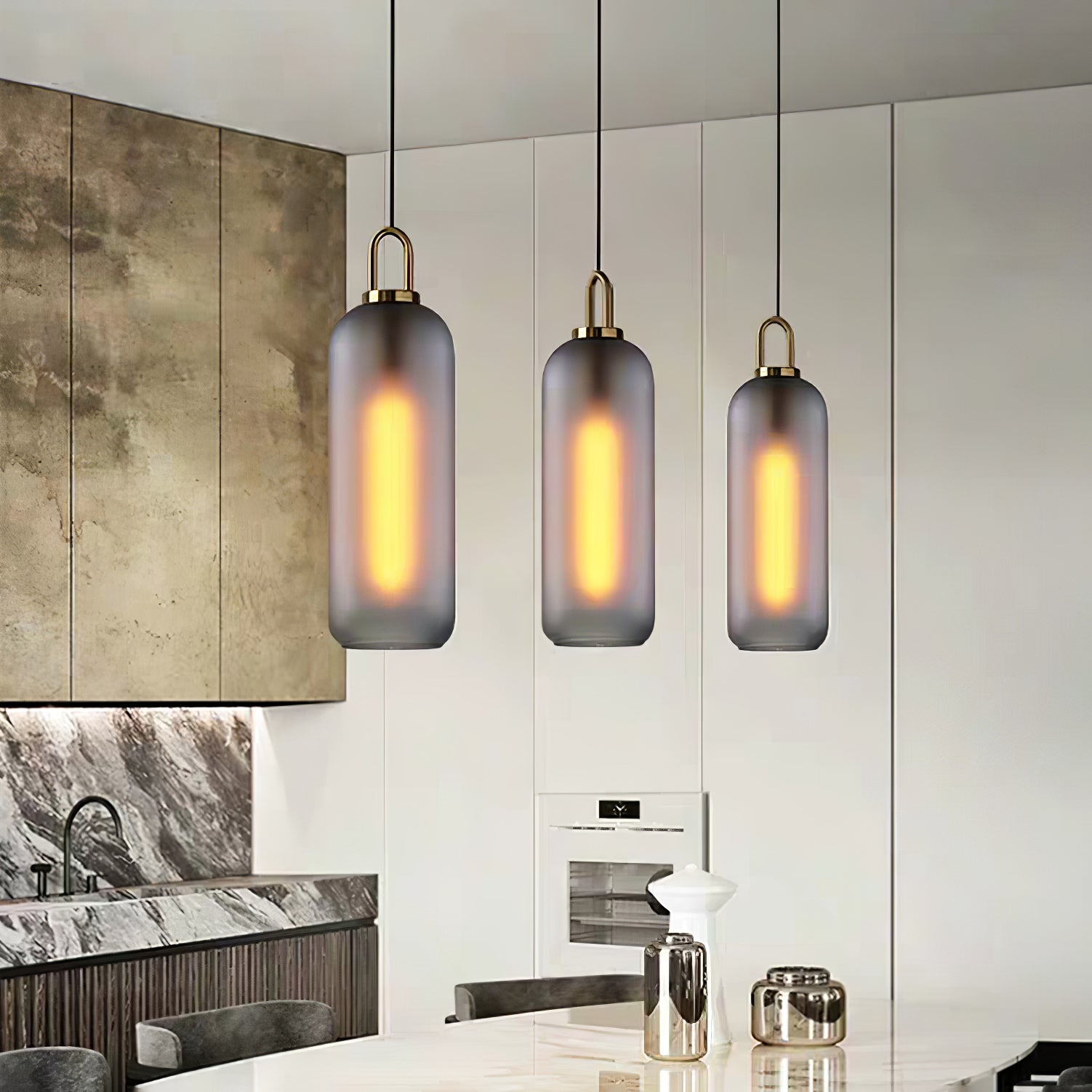 Sevelo Pendant Lamp Frosted Glass Swag Adjustable-Neutral Decor