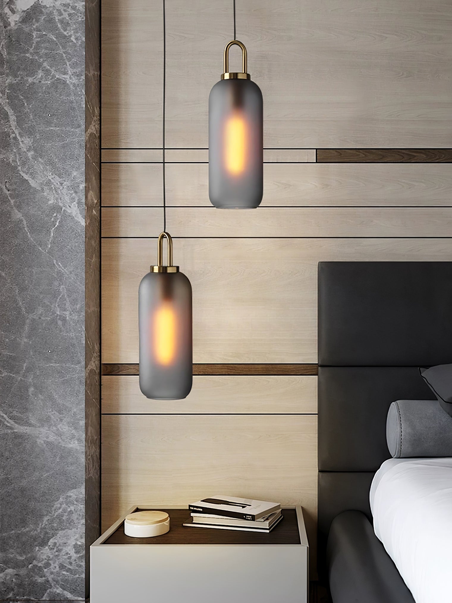 Sevelo Pendant Lamp Frosted Glass Swag Adjustable-Neutral Decor