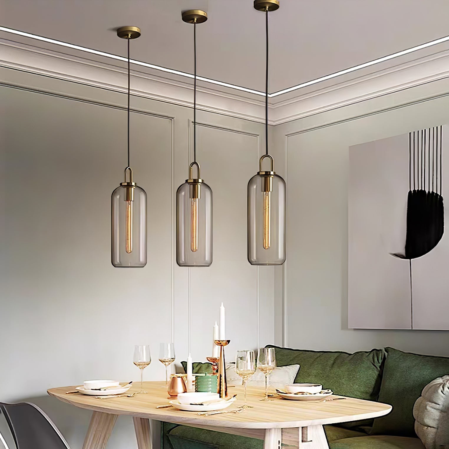 Sevelo Pendant Lamp Frosted Glass Swag Adjustable-Neutral Decor