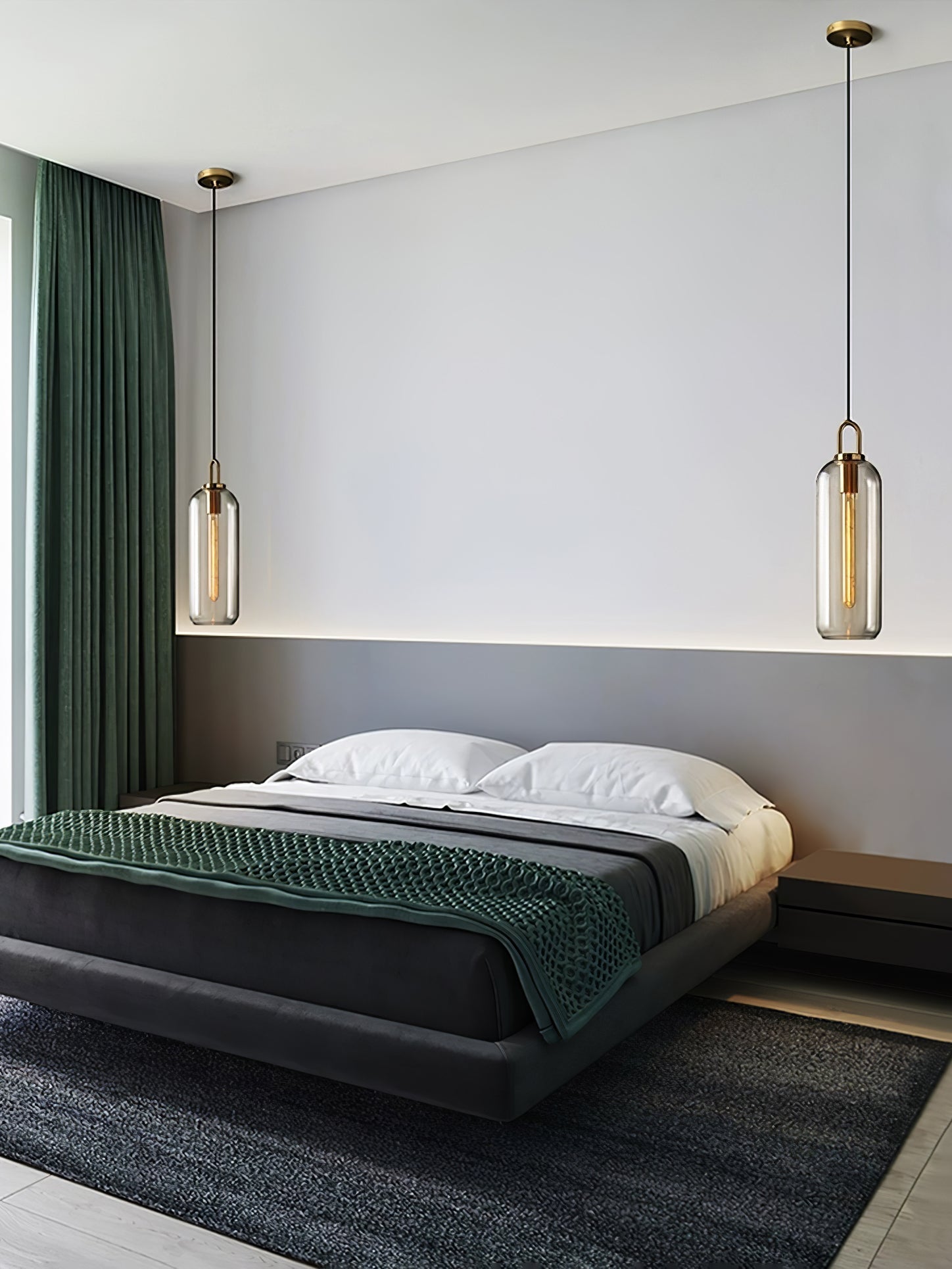 Sevelo Pendant Lamp Frosted Glass Swag Adjustable-Neutral Decor