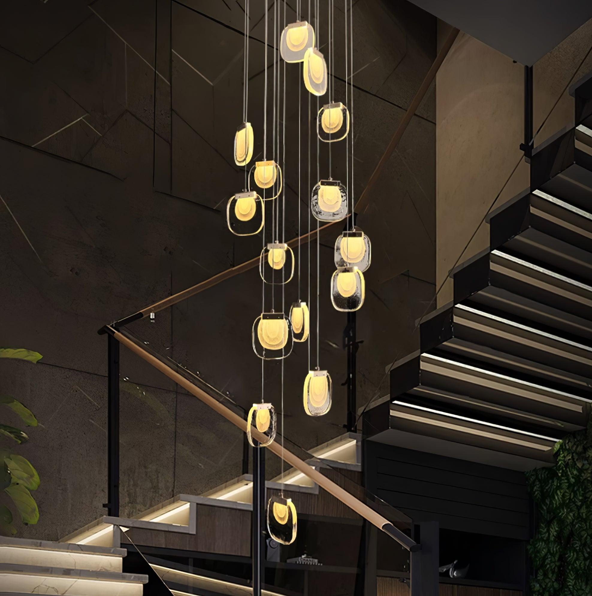 Avesia Minimalist Glass Pendant Light Staircase