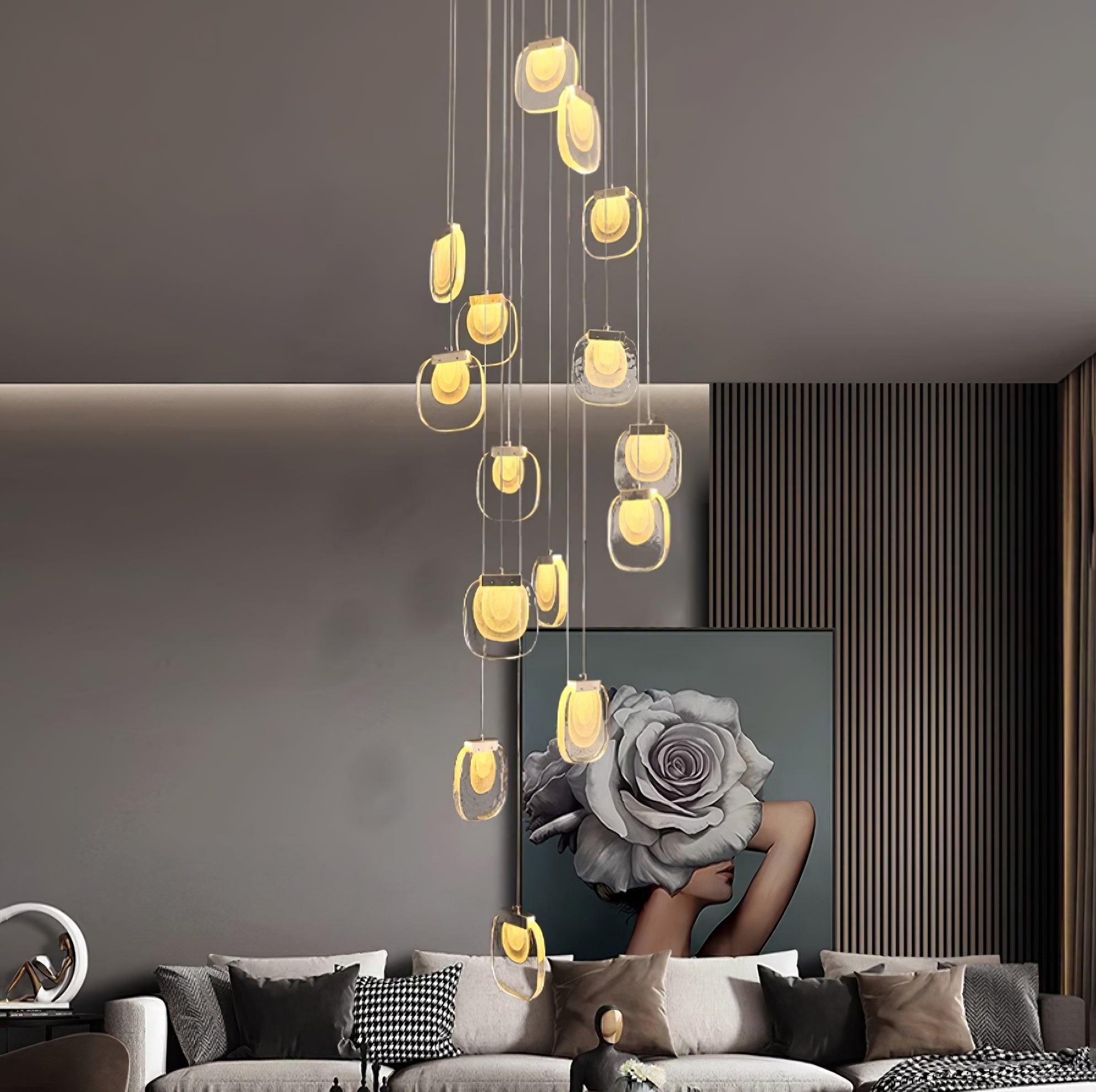 Avesia Minimalist Glass Pendant Light Staircase