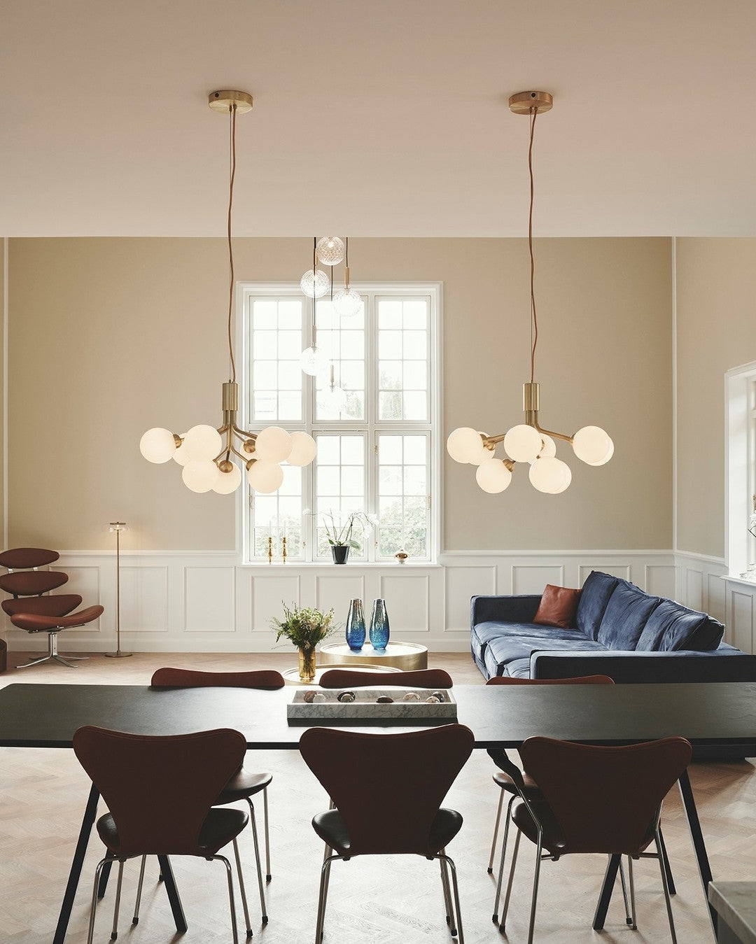Socor Pendant Lamp Glass Globe Cluster Brass-Neutral Decor