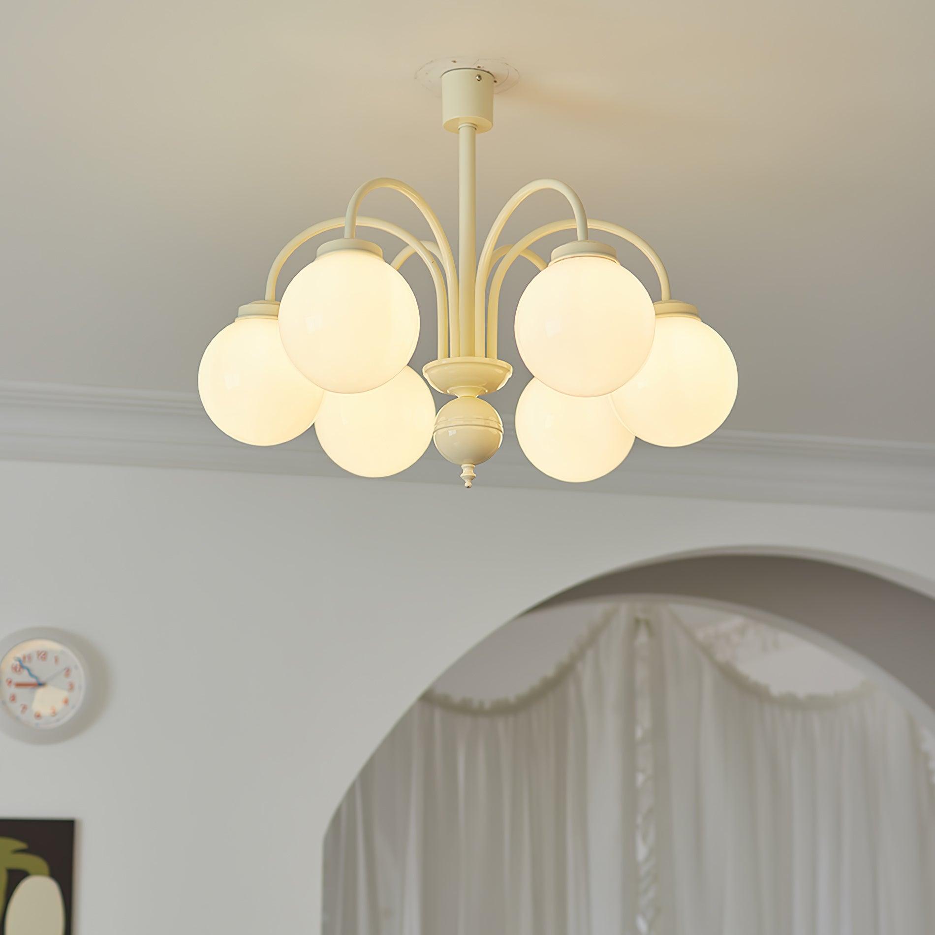 Lustra Chandelier Cream Glass Spheres-Neutral Decor
