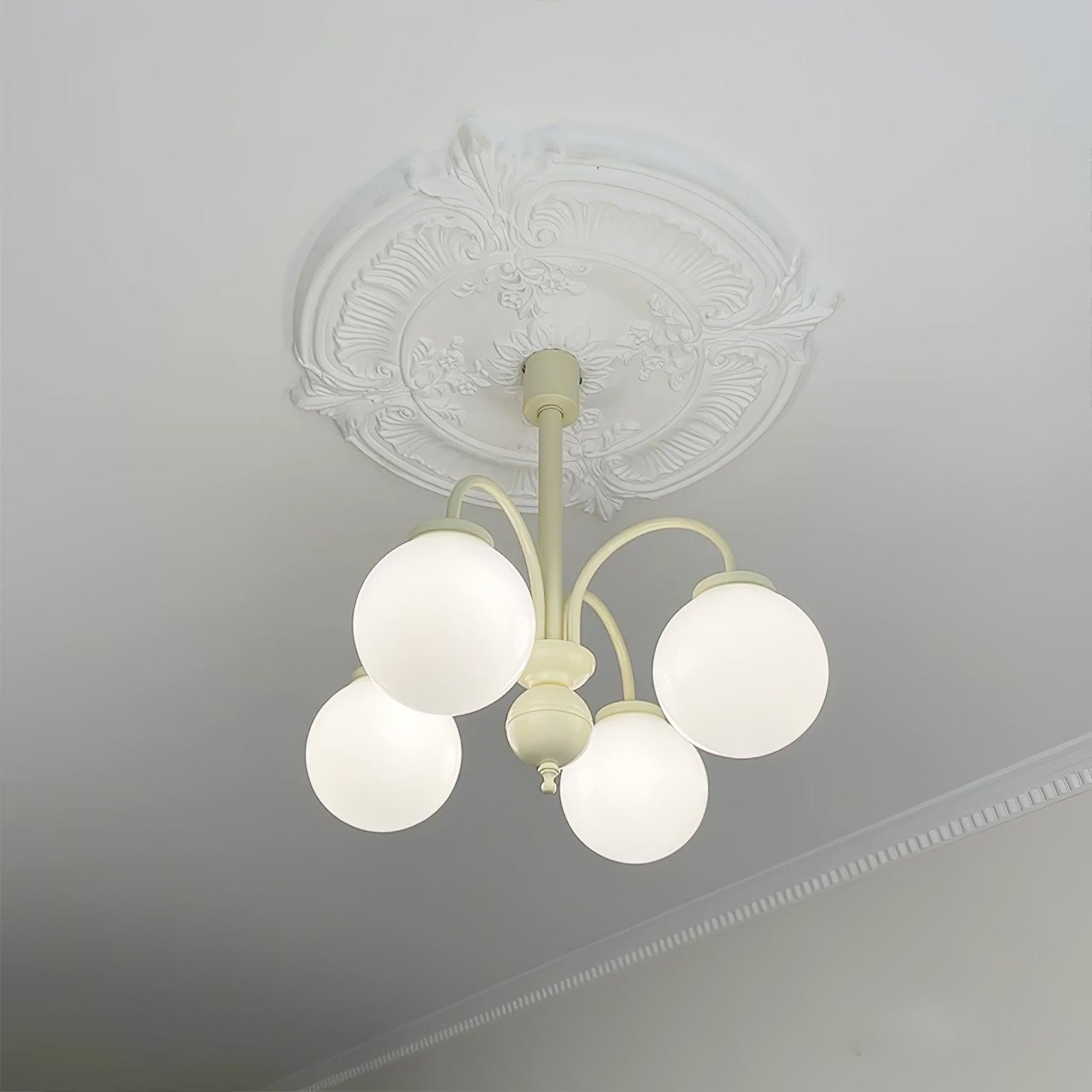 Lustra Chandelier Cream Glass Spheres-Neutral Decor