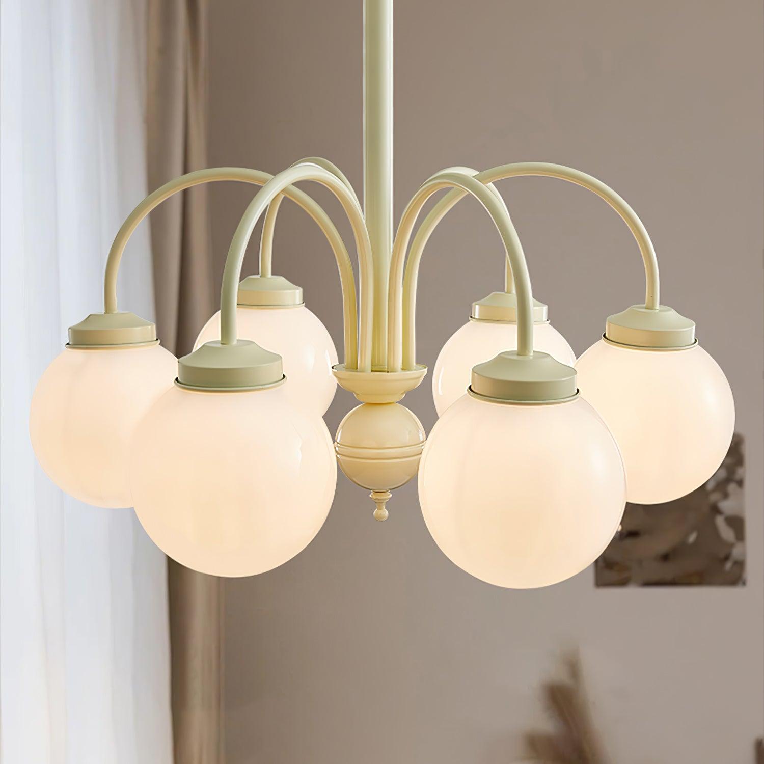 Lustra Chandelier Cream Glass Spheres-Neutral Decor