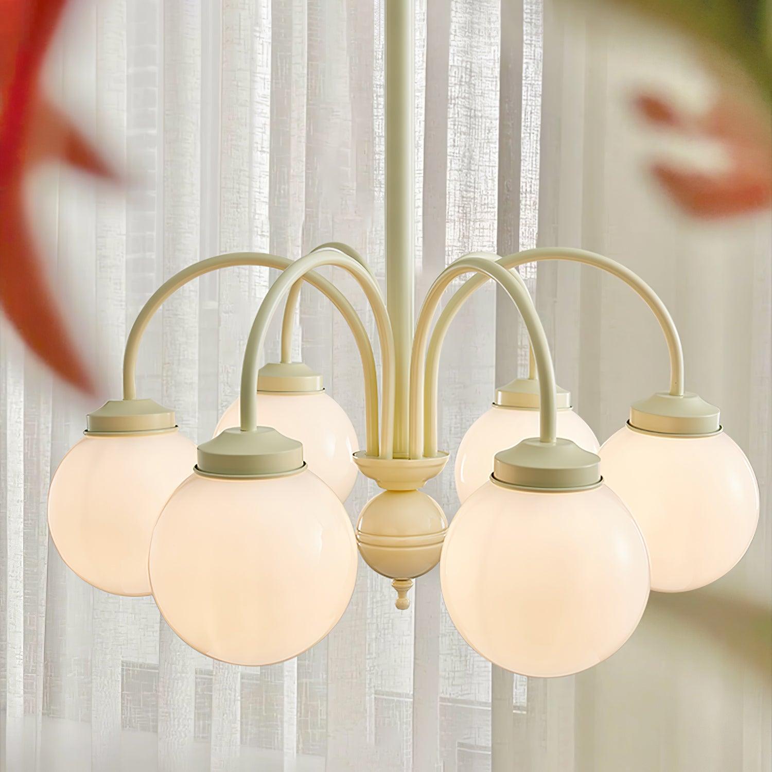 Lustra Chandelier Cream Glass Spheres-Neutral Decor
