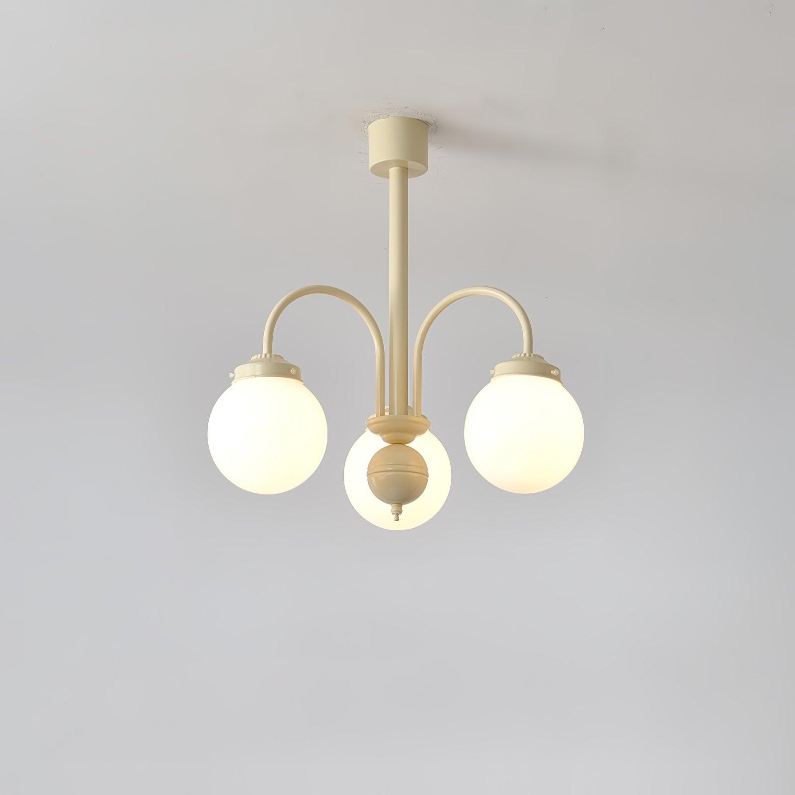 Lustra Chandelier Cream Glass Spheres-Neutral Decor