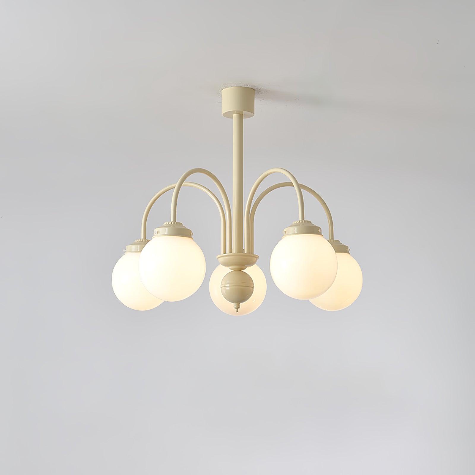 Lustra Chandelier Cream Glass Spheres-Neutral Decor