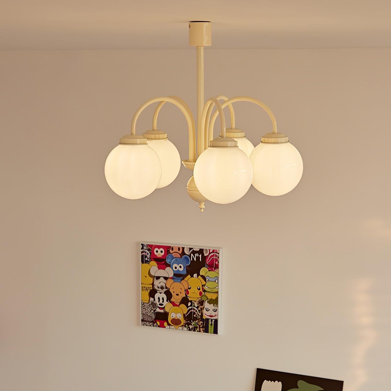 Lustra Chandelier Cream Glass Spheres-Neutral Decor