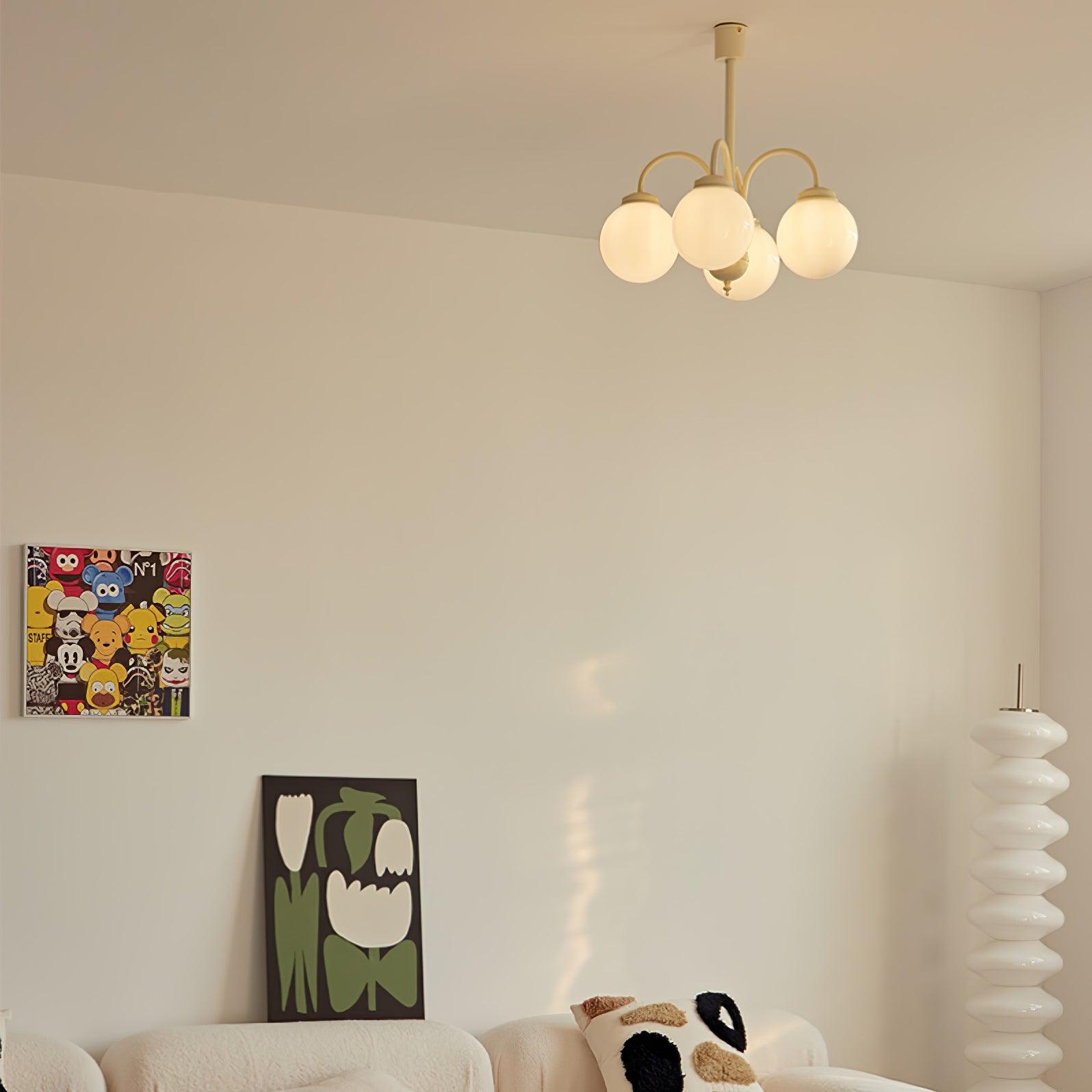 Lustra Chandelier Cream Glass Spheres-Neutral Decor