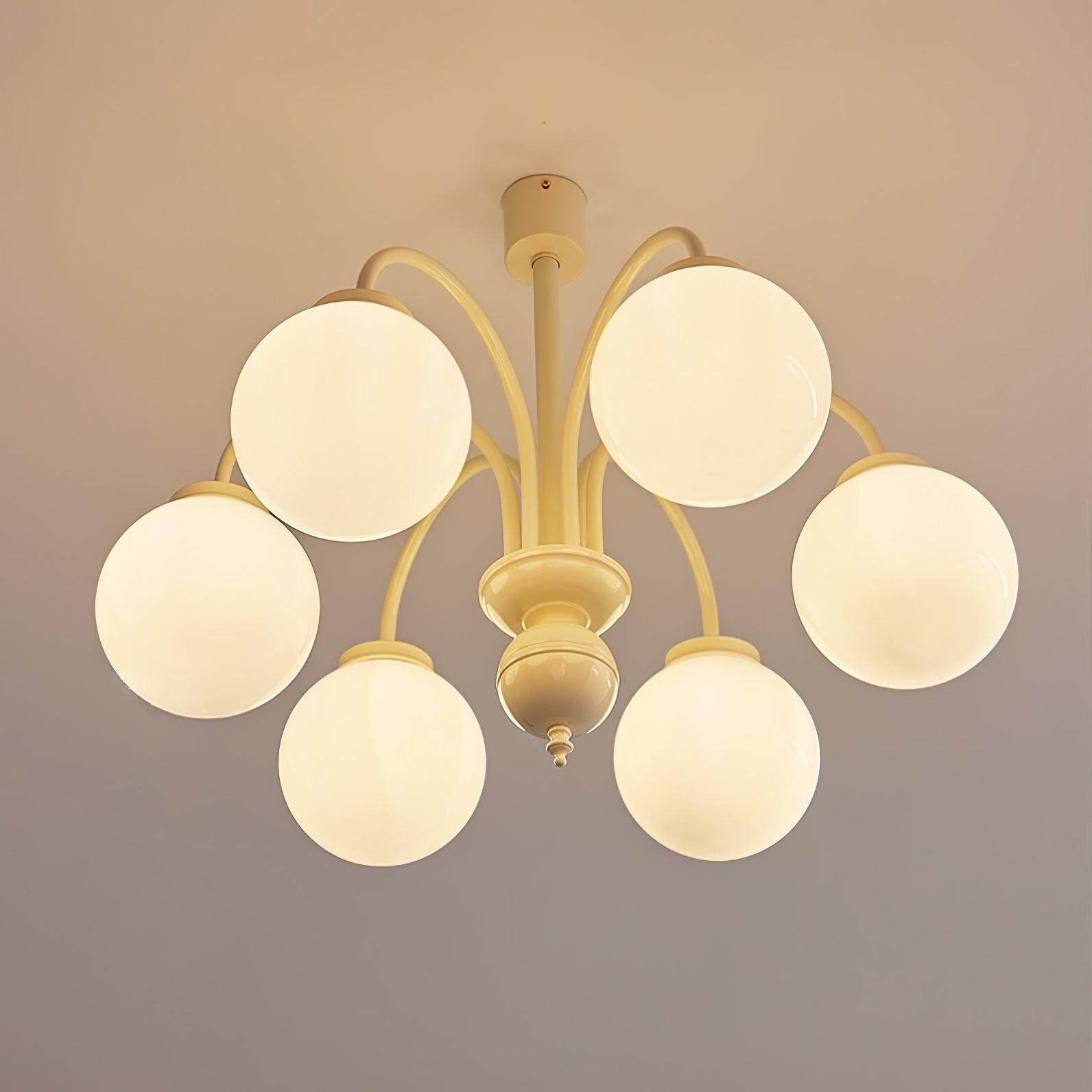 Lustra Chandelier Cream Glass Spheres-Neutral Decor