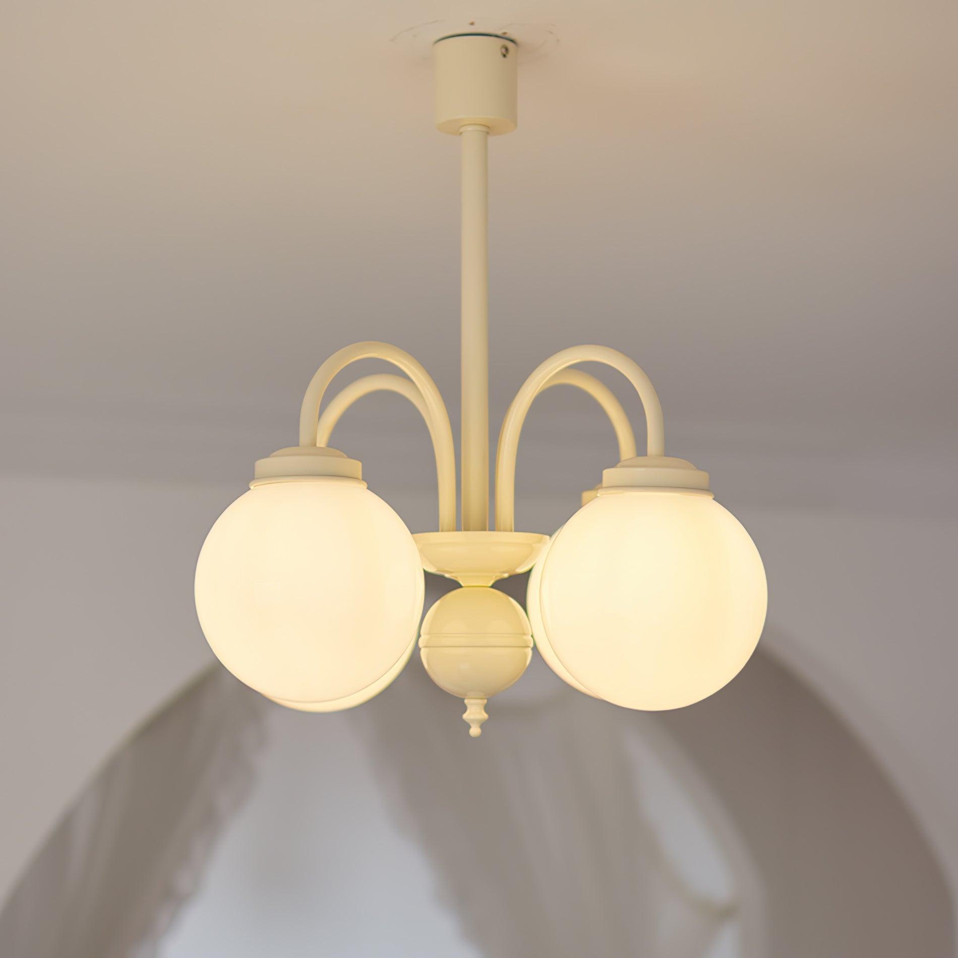 Lustra Chandelier Cream Glass Spheres-Neutral Decor