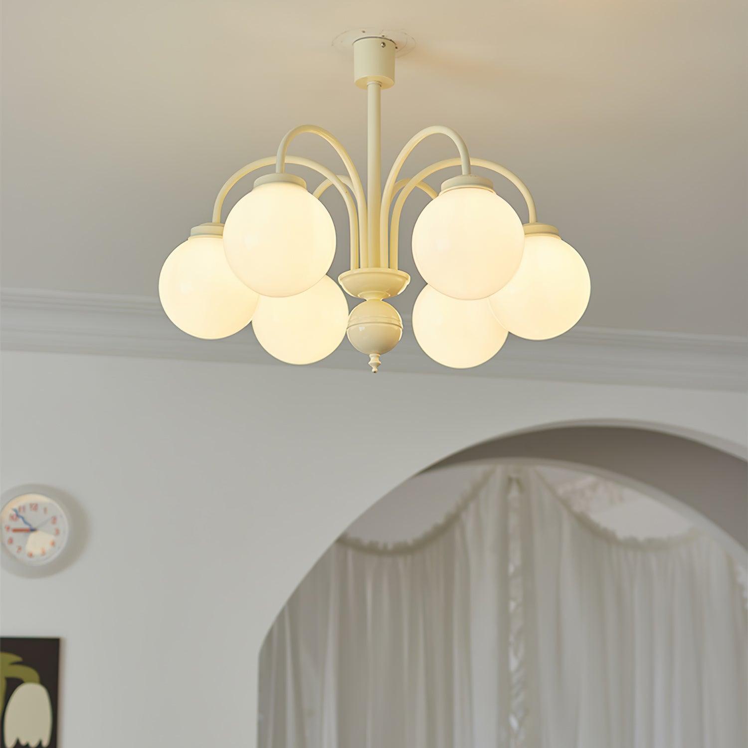 Lustra Chandelier Cream Glass Spheres-Neutral Decor