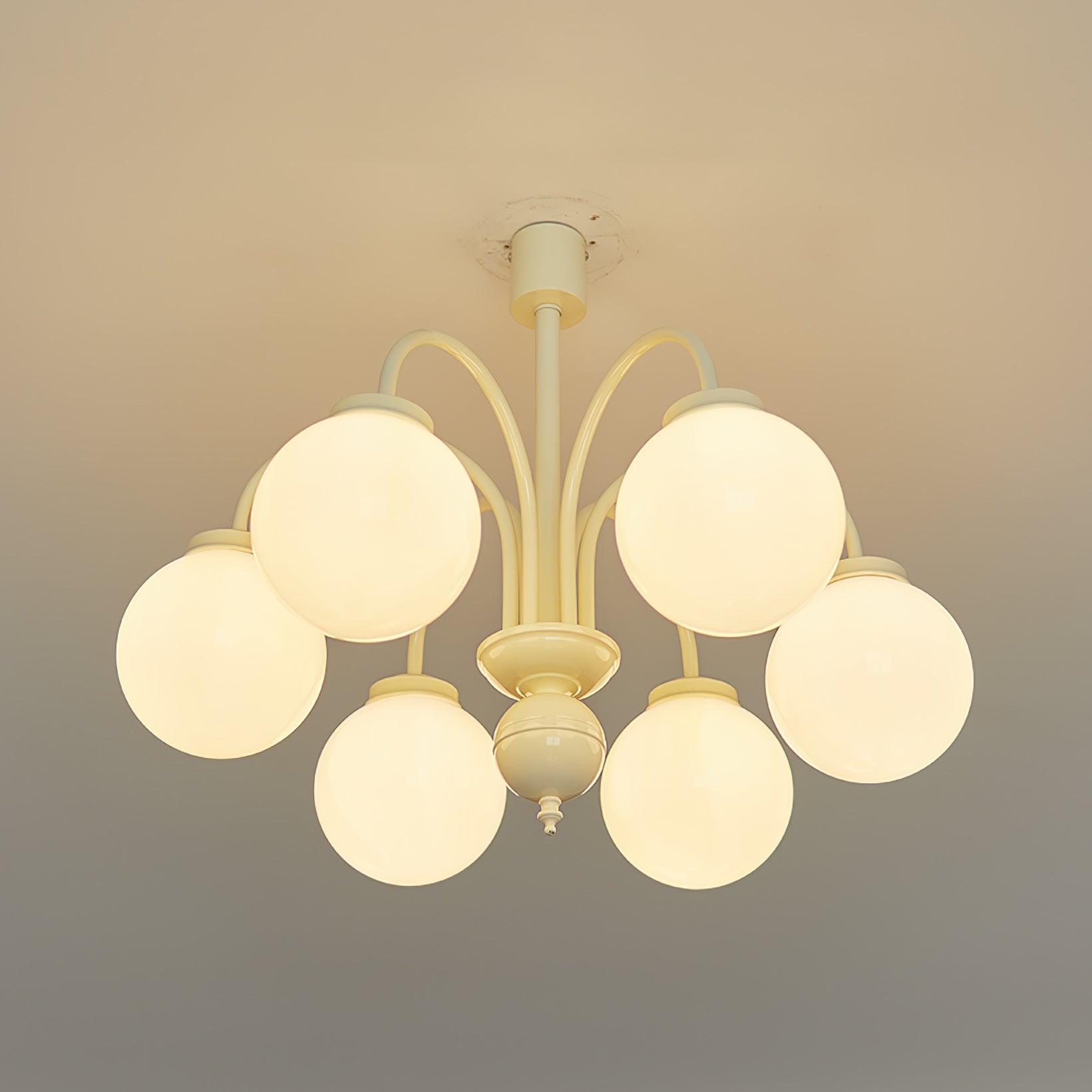 Lustra Chandelier Cream Glass Spheres-Neutral Decor