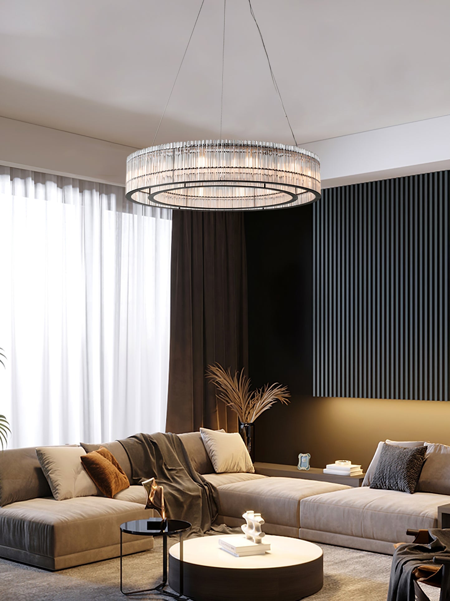 Acor Pendant Lamp Glass Tube Ring Modern Luxury-Neutral Decor