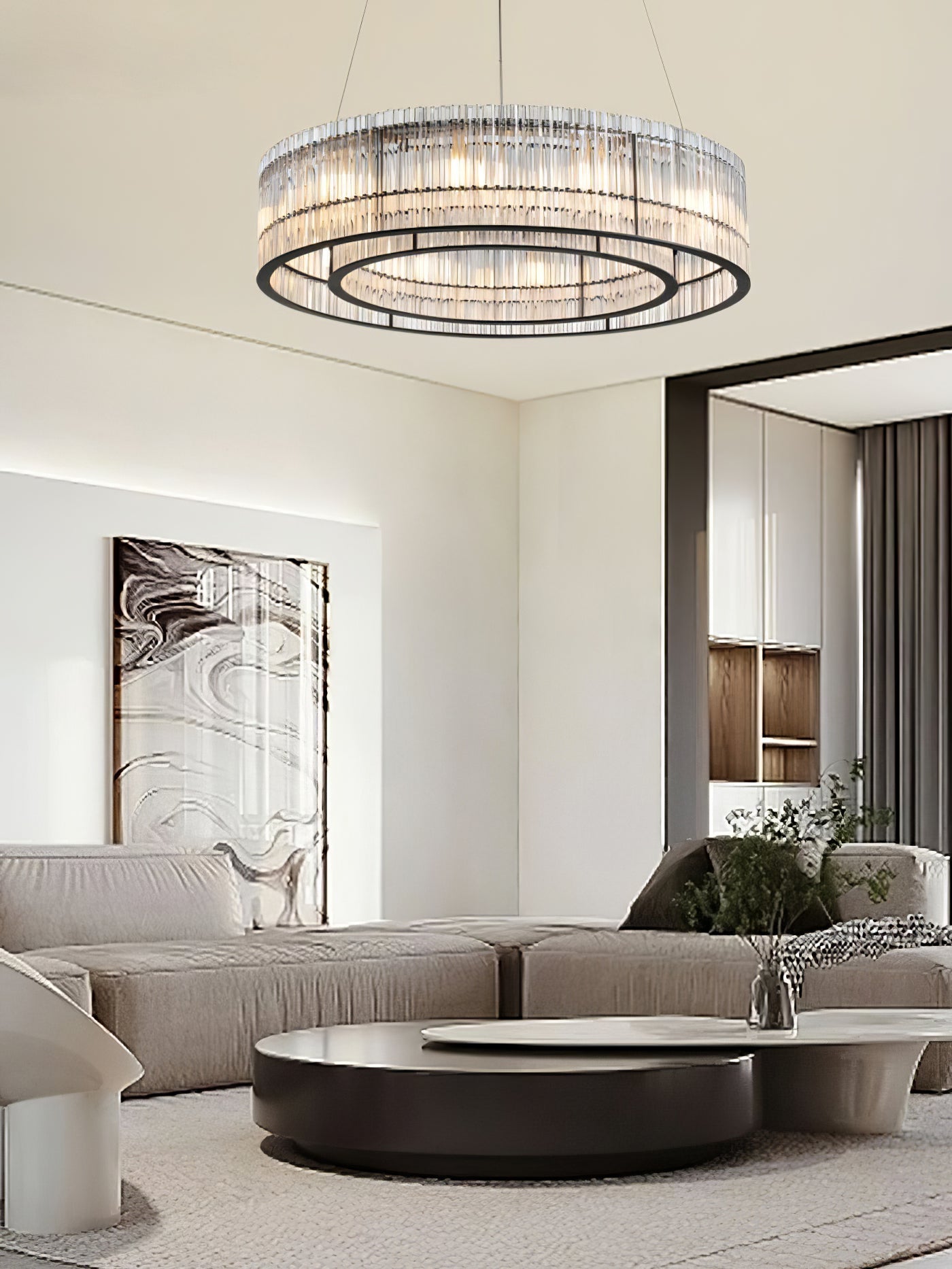 Acor Pendant Lamp Glass Tube Ring Modern Luxury-Neutral Decor