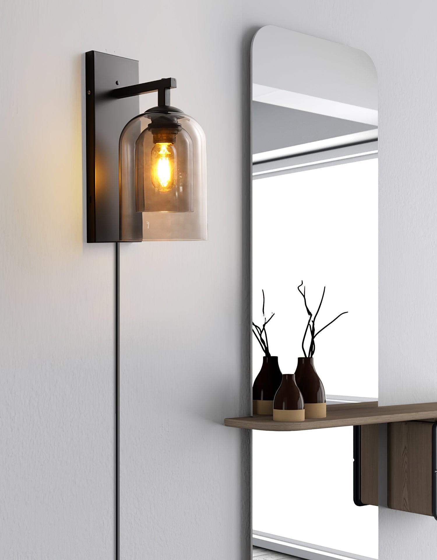 Divi Nordic Art Tubular Plug-in Glass Wall Lamp-Neutral Decor