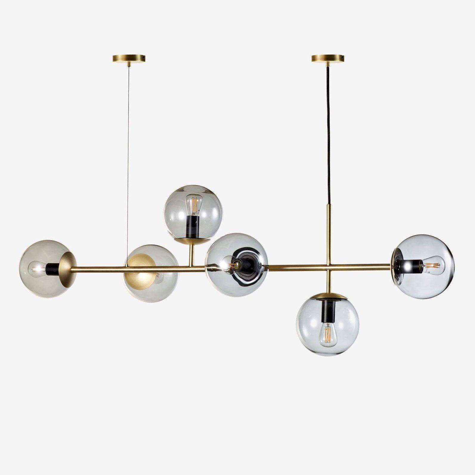 Yorvin Pendant Lamp Orb Brass Glass for Living Room-Neutral Decor