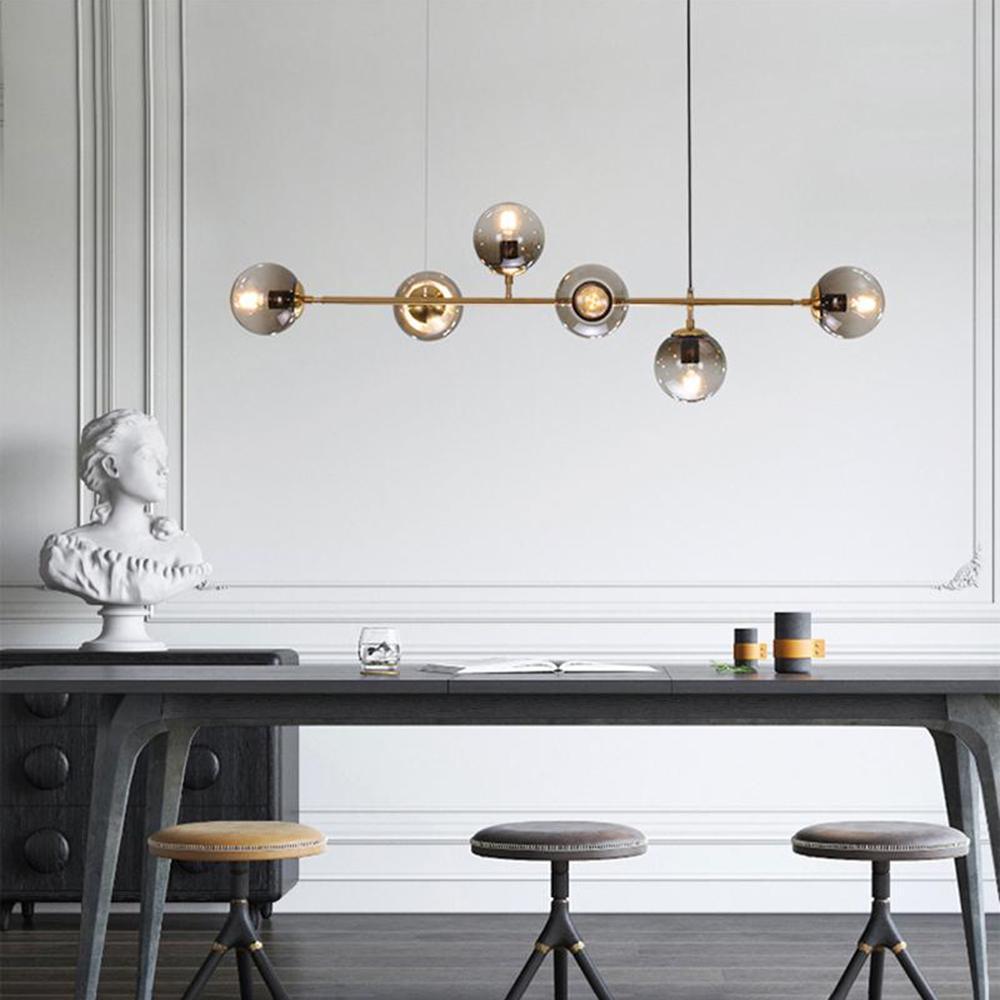 Yorvin Pendant Lamp Orb Brass Glass for Living Room-Neutral Decor