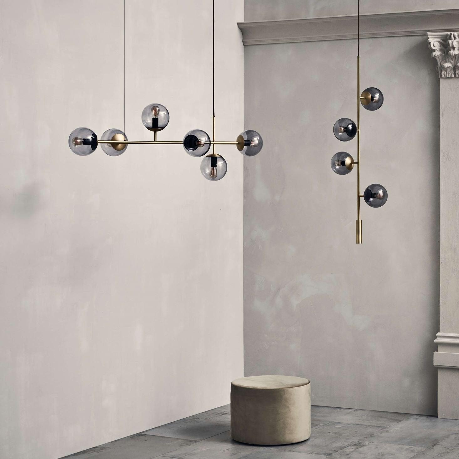 Yorvin Pendant Lamp Orb Brass Glass for Living Room-Neutral Decor