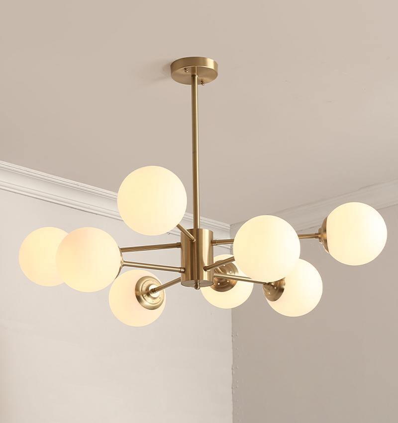 Eshlen Chandelier Brass Opal Glass-Neutral Decor