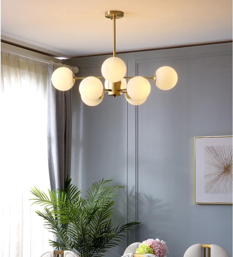 Eshlen Chandelier Brass Opal Glass-Neutral Decor