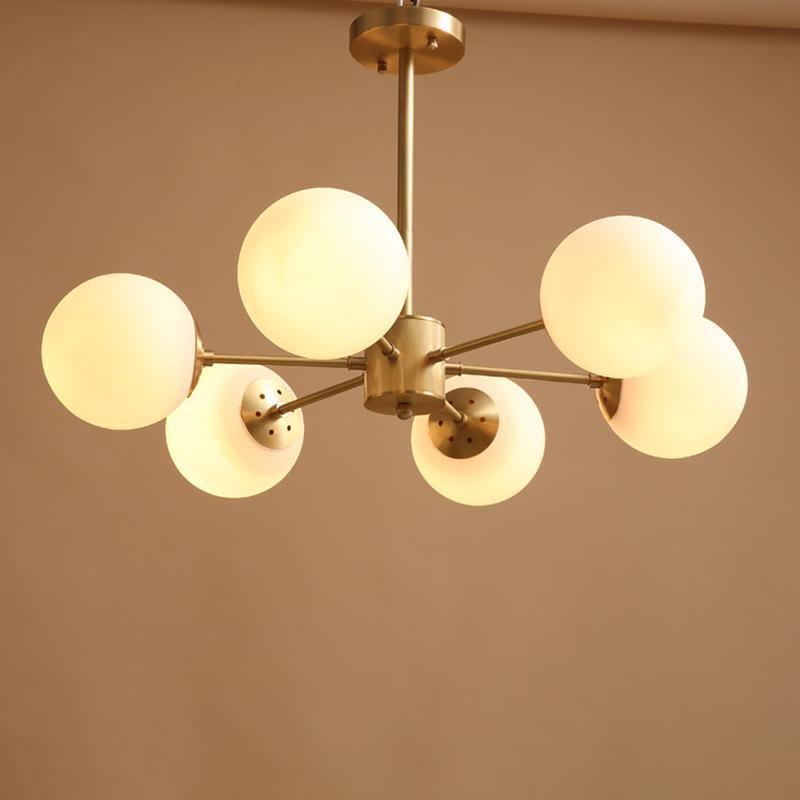 Eshlen Chandelier Brass Opal Glass-Neutral Decor