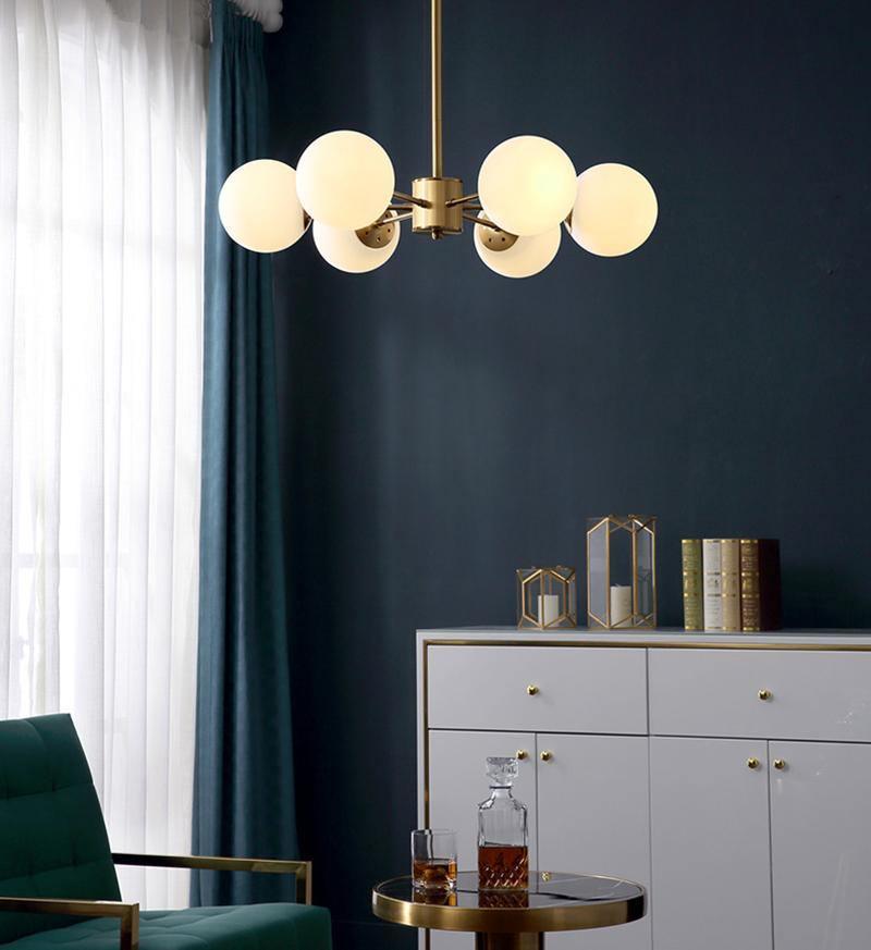 Eshlen Chandelier Brass Opal Glass-Neutral Decor