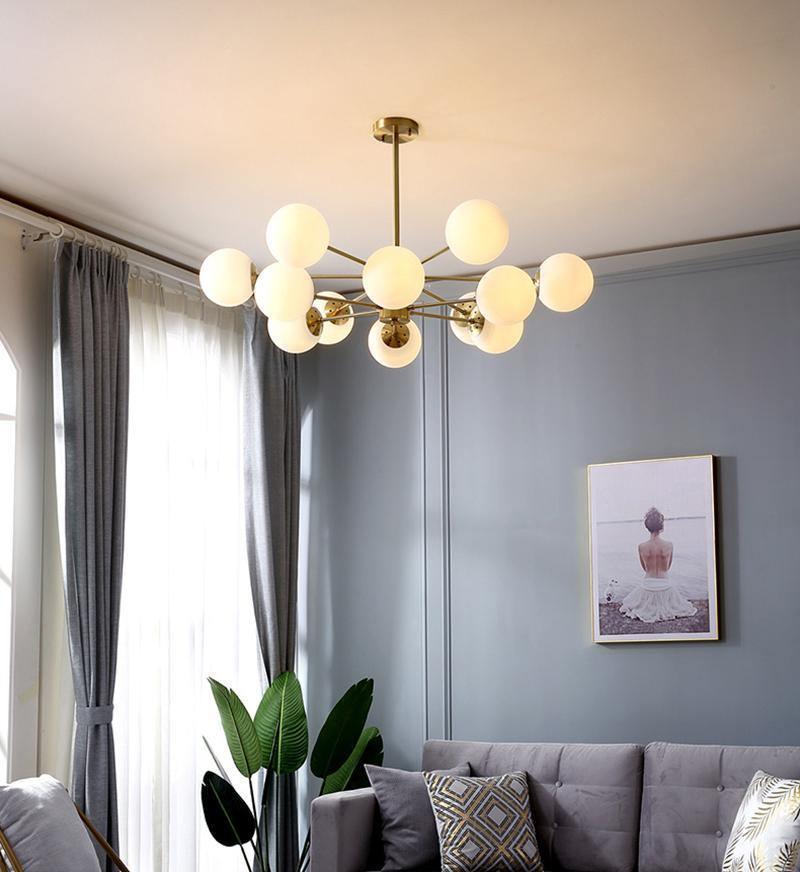 Eshlen Chandelier Brass Opal Glass-Neutral Decor