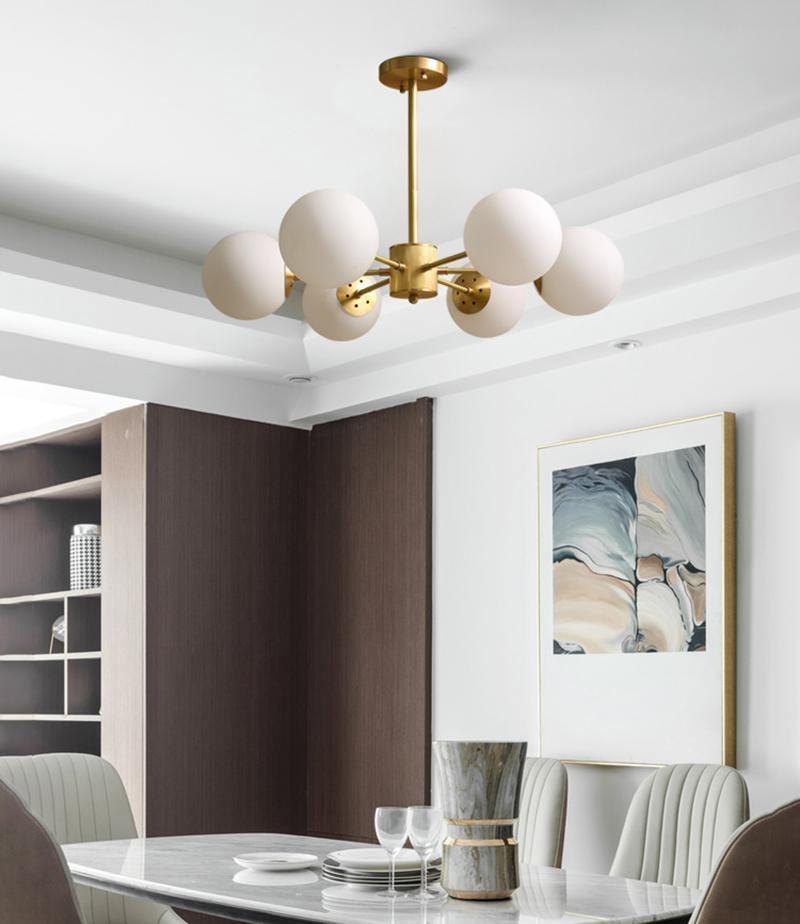 Eshlen Chandelier Brass Opal Glass-Neutral Decor