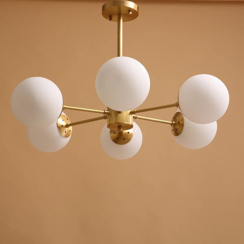 Eshlen Chandelier Brass Opal Glass-Neutral Decor