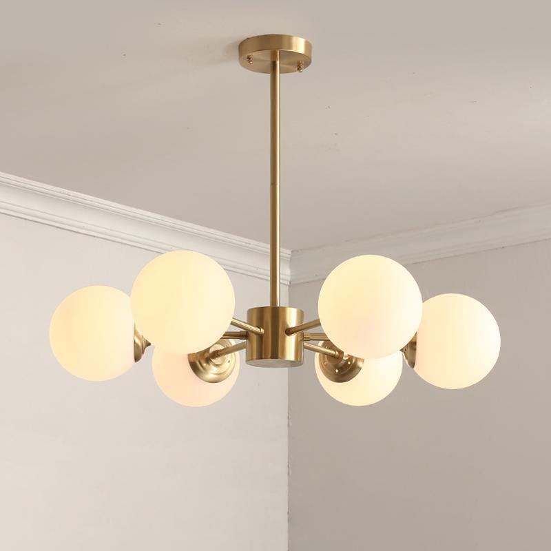 Eshlen Chandelier Brass Opal Glass-Neutral Decor