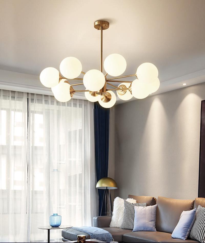 Eshlen Chandelier Brass Opal Glass-Neutral Decor