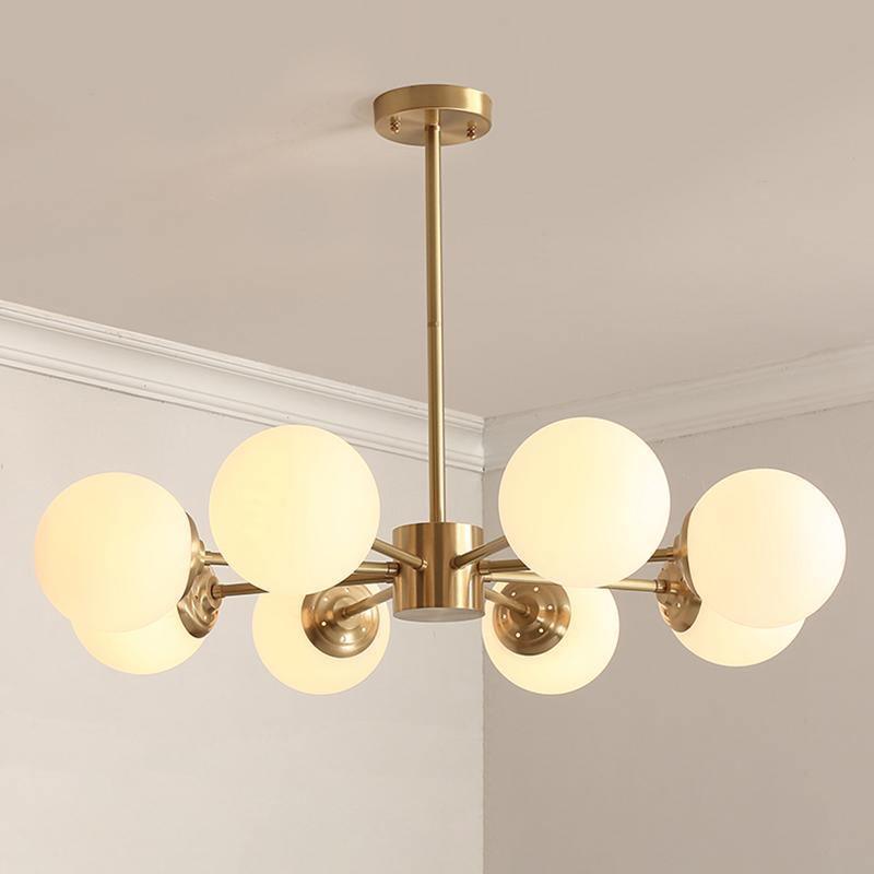 Eshlen Chandelier Brass Opal Glass-Neutral Decor
