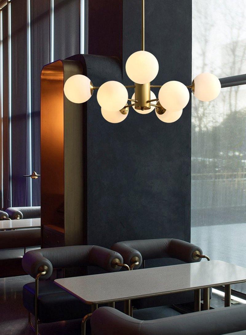 Eshlen Chandelier Brass Opal Glass-Neutral Decor