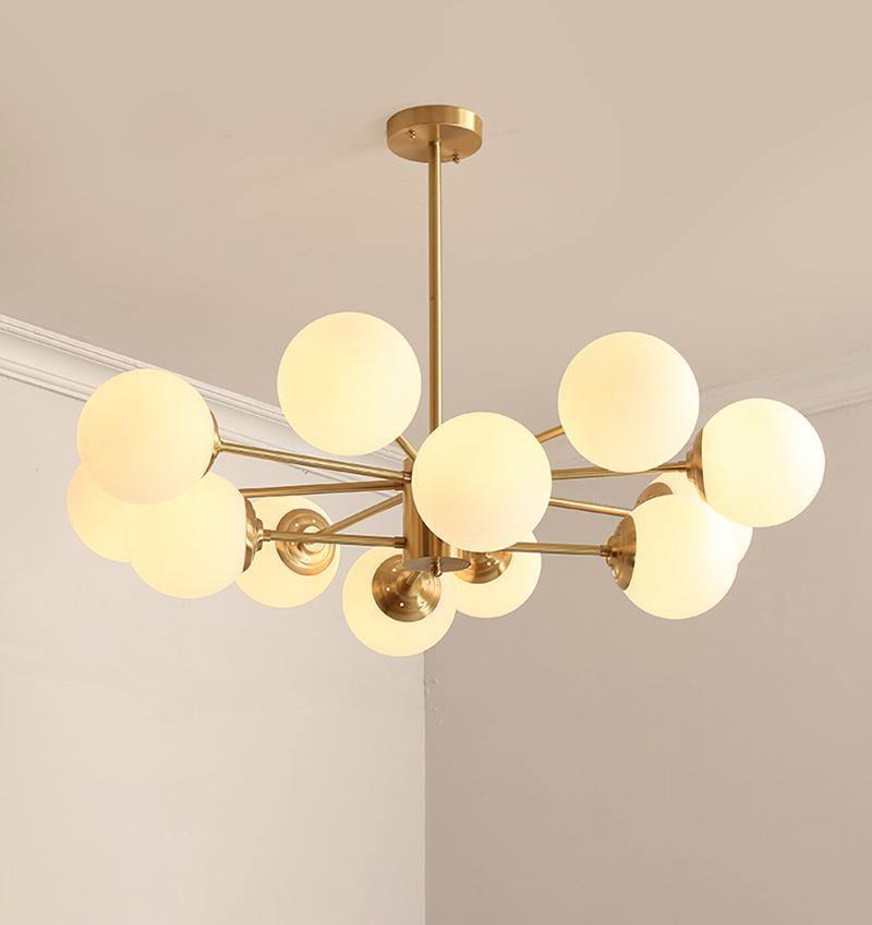 Eshlen Chandelier Brass Opal Glass-Neutral Decor