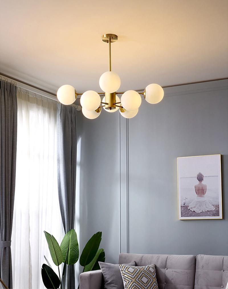 Eshlen Chandelier Brass Opal Glass-Neutral Decor