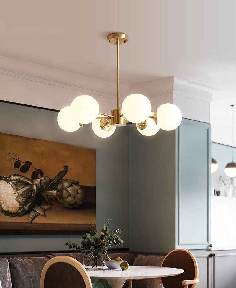 Eshlen Chandelier Brass Opal Glass-Neutral Decor