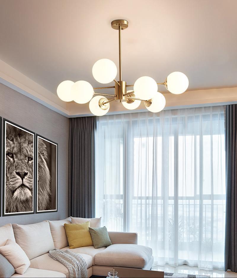 Eshlen Chandelier Brass Opal Glass-Neutral Decor