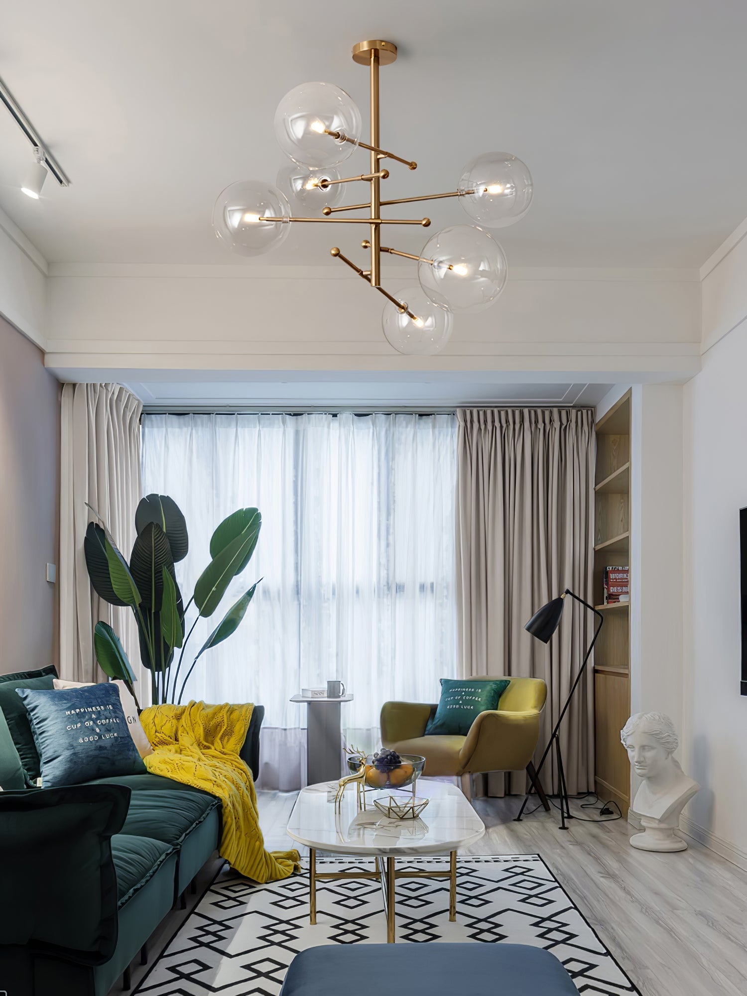 Orbit Contemporary Glass Chandelier-Neutral Decor